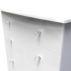 Broadway 4 Drawer Deep Chest with LED lights in White Gloss (Ready Assembled)