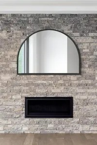 MirrorOutlet Arcus Black Metal Framed Arched Wall Mirror 49" X 35" (125CM X 90CM)