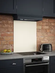 Cotton Cream Glass Kitchen Self Adhesive Splashback 600mm x 750mm