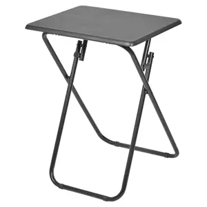 URBNLIVING Height 66cm Small Folding Side Table Patio Indoor Outdoor Furniture Colour Black Coffee Drink Summer Metal Legs