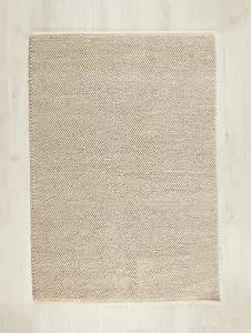 Beige Modern Plain Wool Hand Made Easy To Clean Rug For Dining Room Bedroom & Living Room-120cm X 170cm