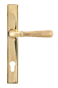 From The Anvil Aged Brass Hammered Newbury Slimline Espag. Lock Set