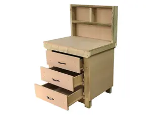 Wooden MDF top workbench, tool cabinet with drawers (V.2) (H-90cm, D-70cm, L-90cm) with back