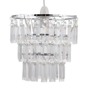 First Choice Lighting Set of 2 Three Tier Acrylic Crystal Light Shades