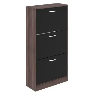 Vida Designs 3 Drawer Shoe Storage Cabinet Walnut and Black