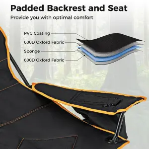 Costway Folding Camping Chair Camping Lounge Chair with Adjustable Backrest