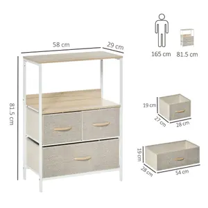 HOMCOM 3 Drawer Storage Chest Unit Home w/ Shelves Home Living Bedroom White