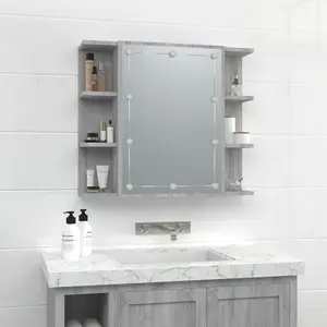 Berkfield Mirror Cabinet with LED Grey Sonoma 70x16.5x60 cm