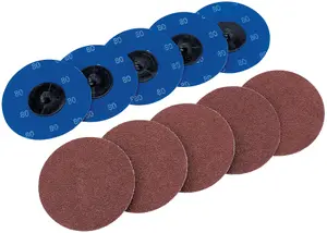 Draper  Aluminium Oxide Sanding Discs, 75mm, 80 Grit (Pack of 10) 75616