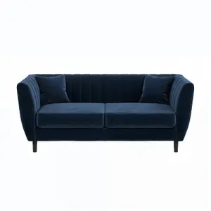 Solace+Co Remi 2 Seater Mid Century Velvet Sofa - Navy