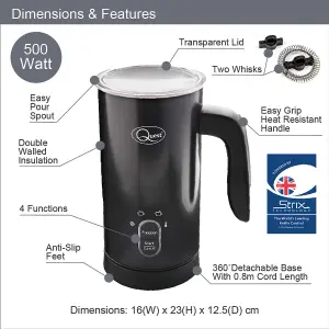 Quest Hot & Cold Electric Milk Frother - Black