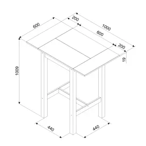 Corona Grey Square High Breakfast Bar Drop Leaf Table and Bar Chair SET , 60.0 / 100.0cm wide x 60cm deep x 100cm high