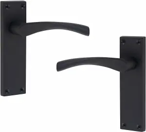 5 Set Door Handles Packs Internal Set Victorian Scroll Astrid Design Matt Black Finish 150mm Backplate with Latches and Hinges