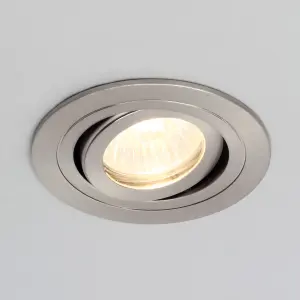 Litecraft 5 Pack Satin Chrome Modern Bathroom IP65 Circular Tiltable Downlights