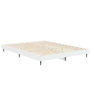 Berkfield Bed Frame White 135x190 cm 4FT6 Double Engineered Wood