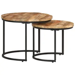 Adalbert Solid Acacia Wood 2 Piece Nest of Tables