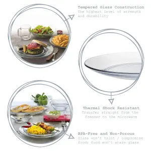 Duralex - Lys Glass Dinner Plates - Tempered, Heat Resistant - 235mm - Pack of 6