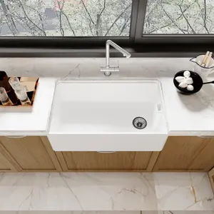 Single Bowl Belfast Kitchen Sink with Overflow, No Tap Hole