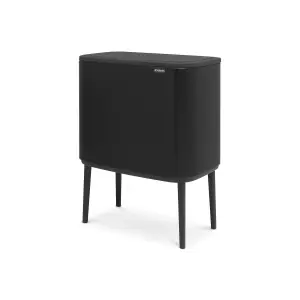 Brabantia Bo Touch Wide Matt Black Metal Bin - 36L Freestanding