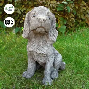 Spaniel Puppy Dog Stone Cast Garden Ornament