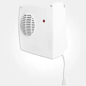 2Kw 2000Watt Bathroom Wall Mount Fan Heater With Runback Timer & Pull Switch