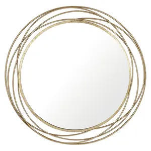 Javin Round Metal Swirl Framed Wall Mounted Accent Mirror Gold