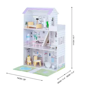 Olivia's Little World Lavender Grand Wooden Doll House  for 12" Dolls