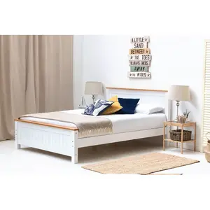 Aubrey Solid Wood Low Profile Bed Frame with Mattress White / 23cm King Spring / Double (4'6)