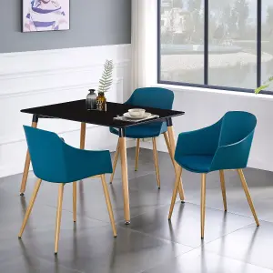 Eden Halo Dining Set with an Black Dining Table and 4 Blue Dining Chairs