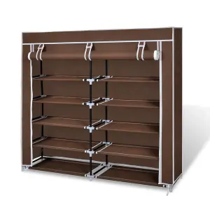 Berkfield Fabric Shoe Cabinet with Cover 115 x 28 x 110 cm Brown