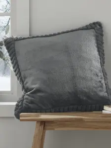 Catherine Lansfield Living Velvet And Faux Fur 55x55cm Cushion Charcoal Grey