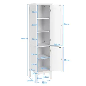 Costway 5-Tier Bathroom High Cabinet Tall Narrow Storage Cabinet Organizer