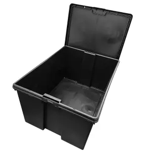 2 x 24L Extra Large Super Strong Black Impact Resistant Heavy Duty Plastic Storage Containers With Lid