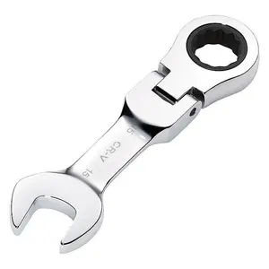 Draper Tools HI-TORQ Metric Stubby Flexible Head Ratchet Combination Spanner, 15mm