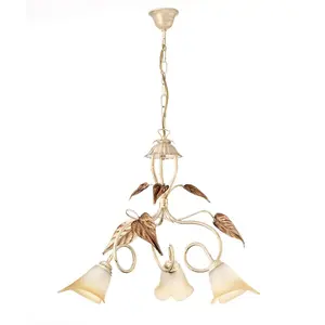 Luminosa Vanda 3 Light Multi Arm Pendant Ceiling Light, Ivory