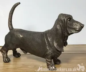 Basset Hound figurine in solid cold cast bronze, dog lover home decoration