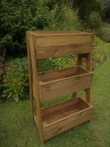 Wooden Ladder Planter Plant Garden Herb Strawberry Raised Vertical Stepped Tiered 620mm  Wide