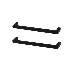 GoodHome Golpar Matt Black Kitchen cabinets D-shaped Pull handle (L)16.9cm (D)28mm, Pack of 2