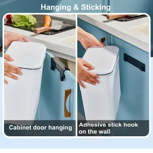 Kitchen Bin Hanging Trash Can with Lid Wall-mounted Waste Bin for Kitchen Cabinet Door Under Sink Compost Bins with Sliding Cover