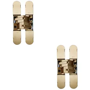 2 PACK - 3D Flush Faced Concealed Cabinet Hinge - 180 Degree Opening Wardrobe SILVER