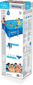 Bestway 56404 Pro Steel Frame Deluxe Swimming Pool Kids Children's Garden Family Outdoor Paddling Splash 300cm X 201cm X 66cm