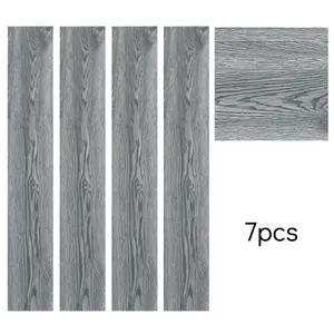 Set of 7 Grey Wood Effect Self Adhesive Vinyl Plank PVC Flooring Waterproof Covering 1m²