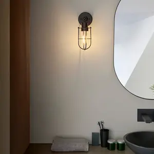 Luminosa Treviso Bathroom Metal Wall Lamp, Matt Black Finish, IP44