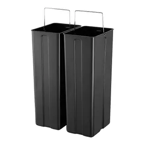 BLACK+DECKER 40L Cool Grey Duo Recycling Bin with Soft Close Lid