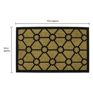 JVL Woven Coir Tuffscrape Doormat, 45x75cm, Geometric