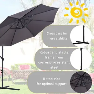 Oakland 300cm Cantilever Parasol Grey