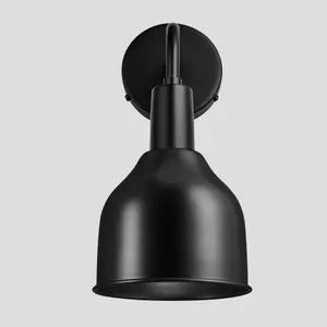 Industville Sleek Cone Wall Light, 7 Inch, Black, Black Holder