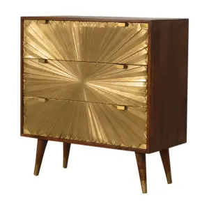 3 Brass Plated Drawers Manila Gold Chest