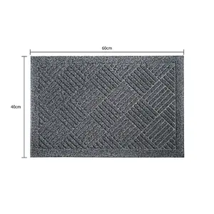 JVL Dirt Defender Scraper Doormat, 40x60cm, Grey Squares, Set of 2