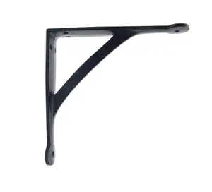 Oakcrafts - Antique Cast Iron Gallows Shelf Brackets in Epoxy Black Finish - 180mm x 180mm